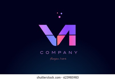 vi v i creative color blue background pink purple blue magenta alphabet letter company logo vector icon design