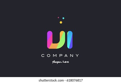 vi v i  creative rainbow green orange blue purple magenta pink artistic alphabet company letter logo design vector icon template