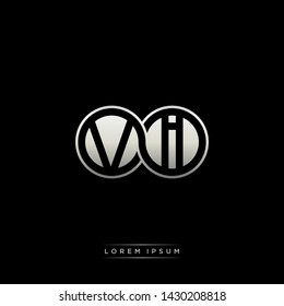 VI V I initial letter linked circle capital monogram logo modern template silver color edition