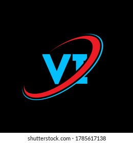 VI V I letter logo design. Initial letter VI linked circle uppercase monogram logo red and blue. VI logo, V I design. vi, v i