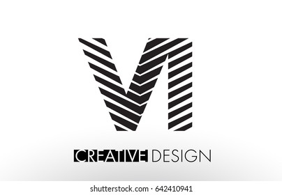 VI V I Lines Letter Design with Creative Elegant Zebra Vector Illustration.