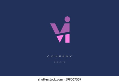 vi v i  pink blue pastel modern abstract alphabet company logo design vector icon template 