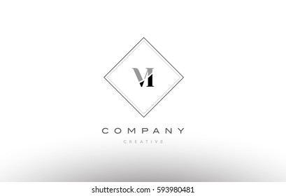 vi v i  retro vintage black white alphabet company letter logo line design vector icon template 