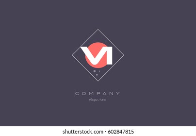 vi v i  vintage retro pink purple rhombus alphabet company letter logo design vector icon creative template background