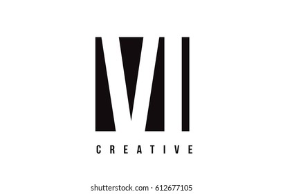 VI V I White Letter Logo Design with Black Square Vector Illustration Template.