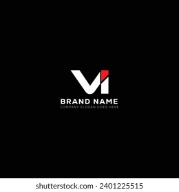VI White Letter monogram Logo Design with Black Background. V I