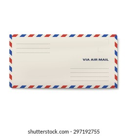 Via air mail envelope isolated on white background