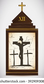 Via Crucis, station twelve: Jesus dies on the cross between two convicted thieves.