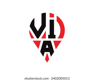 VIA letter location shape logo design.
