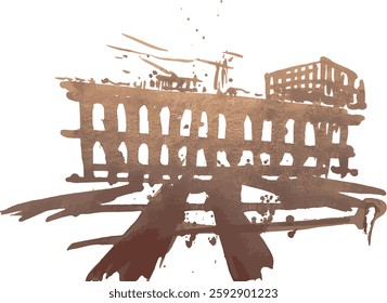 Viaduct of Lapa, Rio de Janeiro. Vector graphic. Brazil, Rio de Janeiro city.
