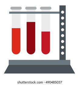 Vial for blood collection icon in flat style isolated on white background. Laboratory symbol vector illustration