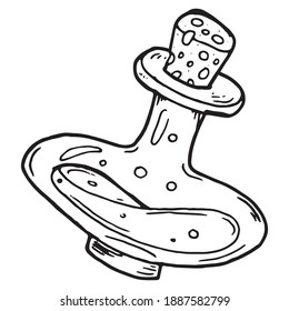 Vial with cap icon. Vector bottle with a magic potion. Cartoon flask.