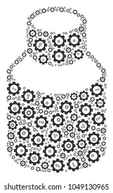 Vial composition of gearwheels. Vector gear wheel parts are composed into vial pattern.