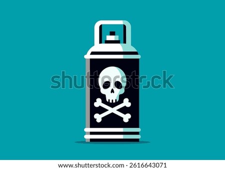 Vial containing highly potent poisonous substance. Vector illustration of concept manufacturing chemical warfare weapons. Flat vector design of bottle with potent poisonous substance, icon, logo, sign