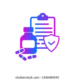 Vial and drugs with patent  on white background