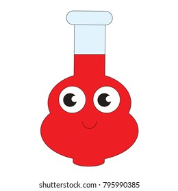 Vial happy cartoon. Outlined illustration with thin line black stroke