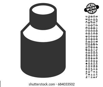 Vial icon with black bonus profession images. Phial vector illustration style is a flat gray iconic symbol for web design, app user interfaces.