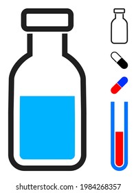 Vial icon with flat style. Isolated vector vial icon illustrations on a white background, simple style. Some similar icons added also.