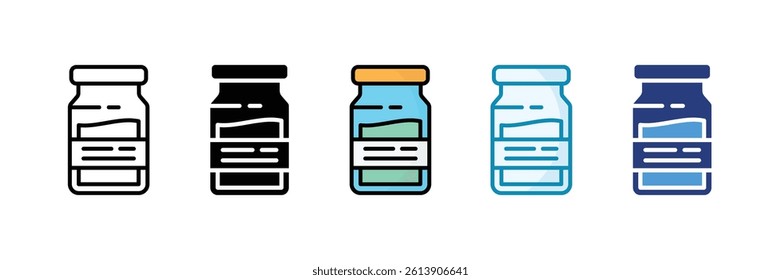 Vial Icon Set Multiple Style Collection