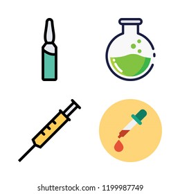 vial icon set. vector set about syringe, poison, pipette and ampoul icons set.