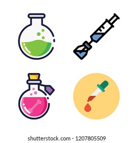 vial icon set. vector set about pipette, syringe and poison icons set.