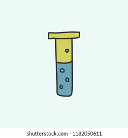 vial with liquid sketch icon. Element of education icon for mobile concept and web apps. Field outline vial with liquid sketch icon can be used for web and mobile on blue background