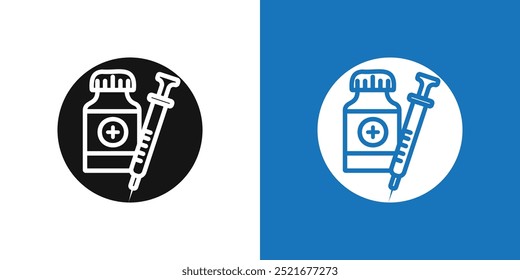 vial medical icon Flat vector set outline