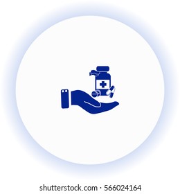 Vial of medicine in hand  icon. Vector design. 
