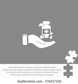 Vial of medicine in hand  icon Vector design.