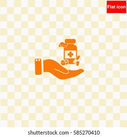 Vial of medicine in hand  icon Vector design.