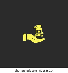 Vial of medicine in hand vector  icon.