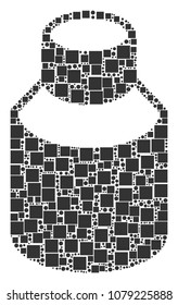 Vial mosaic icon of square figures and spheric dots in variable sizes. Vector items are grouped into vial collage design concept.
