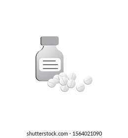 Vial and pills vector icon on white background