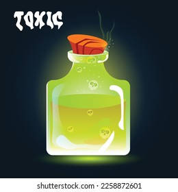 Vial of poison, magic liquid. Inscription Toxic