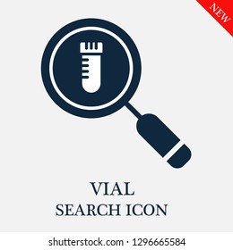 Vial search icon. Editable Vial search icon for web or mobile.
