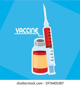Vial and syringe Vaccination poster Vector illustration