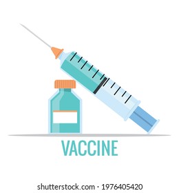 Vial and syringe Vaccination poster Vector illustration