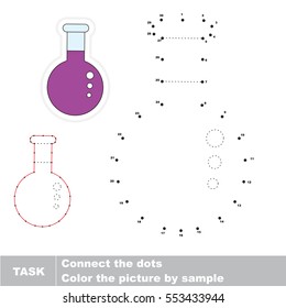 Vial in vector to be traced by numbers, the dot to dot educational kid game with simple game level for preschool kids.