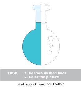 Vial in vector to be traced, restore dashed line and color the picture, the simple visual game with easy education game level for preschool kids.