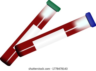 Durchstechflaschen mit Blut. Vektorbild.