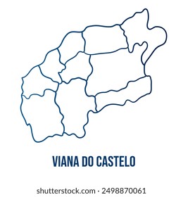 Stadtteil Viana do Castelo mit Stadtplan. Abstrakter linearer Glattblau-Gradientenvektor 