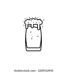 vibe cooler or beer glass icon with soda and foam on white background. simple, line, silhouette and clean style. black and white. suitable for symbol, sign, icon or logo