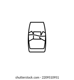 vibe cooler or beer glass icon with ice cube on white background. simple, line, silhouette and clean style. black and white. suitable for symbol, sign, icon or logo