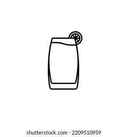 vibe cooler or beer glass icon with lemon slice on white background. simple, line, silhouette and clean style. black and white. suitable for symbol, sign, icon or logo