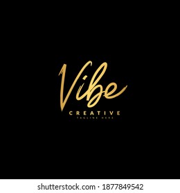 VIBE handwritten logotype. Typography for company and business logo. Vector logo design.