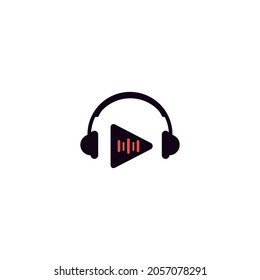 Vibe play logo music design concept. Music vibe logo template vector. Play symbol and headphone illustration 