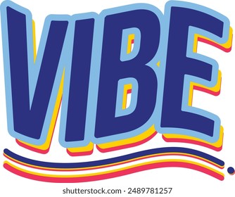 Vibe typography in cool style with colorful design, editable vector shapes