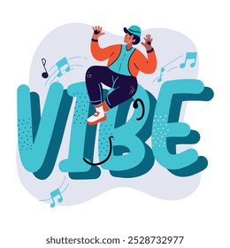Vibe typography sticker in flat style