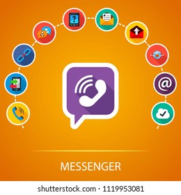 Viber flat icons concept. Vector illustration. Element template for design.