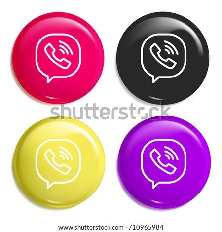 Viber multi color glossy badge icon set. Realistic shiny badge icon or logo mockup